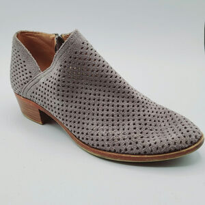 Lucky Brand Baylah2 Perforated Steel Gray Suede Leather Booties Size 8M